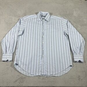 Etro Shirt Mens 43 Blue Striped Luxury Button Up Long Sleeve Dress Italy